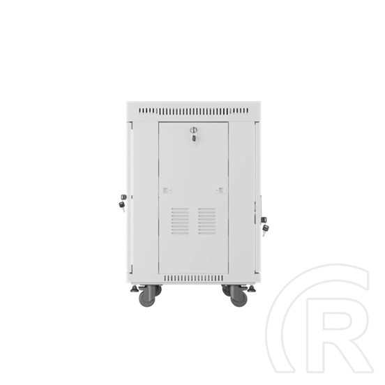 Lanberg szabadon álló rackszekrény (19", 15U, 600 mm mély, edzett üveg ajtó, lapraszerelt, LCD kijelző, szürke)