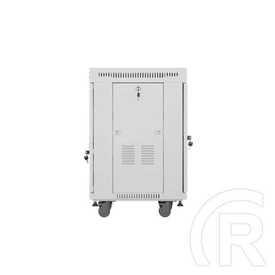Lanberg szabadon álló rackszekrény (19", 15U, 600 mm mély, edzett üveg ajtó, lapraszerelt, LCD kijelző, szürke)