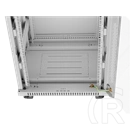 Lanberg szabadon álló rackszekrény (19", 15U, 600 mm mély, edzett üveg ajtó, lapraszerelt, LCD kijelző, szürke)