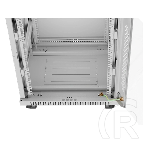 Lanberg szabadon álló rackszekrény (19", 15U, 600 mm mély, edzett üveg ajtó, lapraszerelt, LCD kijelző, szürke)