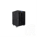 Lanberg szabadon álló rackszekrény (19", 15U, 600x600 mm, edzett üvegajtó, lapraszerelt, LCD kijelző, fekete)