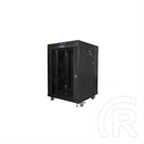 Lanberg szabadon álló rackszekrény (19", 15U, 600x600 mm, edzett üvegajtó, lapraszerelt, LCD kijelző, fekete)