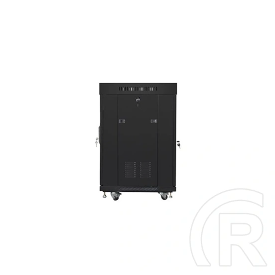 Lanberg szabadon álló rackszekrény (19", 15U, 600x600 mm, edzett üvegajtó, lapraszerelt, LCD kijelző, fekete)