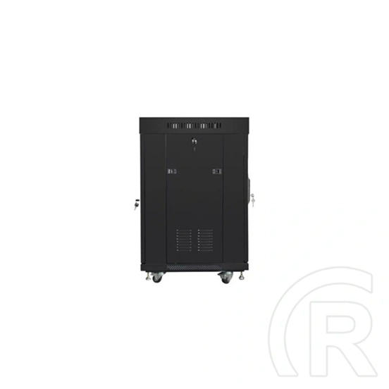 Lanberg szabadon álló rackszekrény (19", 15U, 600x600 mm, edzett üvegajtó, lapraszerelt, LCD kijelző, fekete)