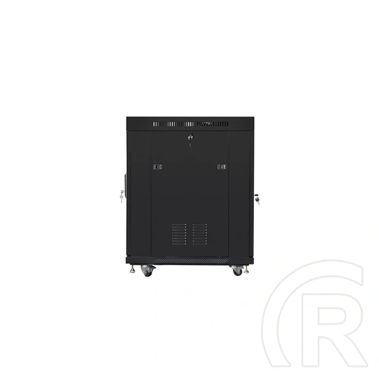Lanberg szabadon álló rackszekrény (19", 15U, 600x800 mm, edzett üvegajtó, lapraszerelt, LCD kijelző, fekete)