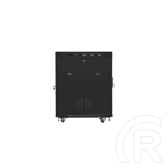 Lanberg szabadon álló rackszekrény (19", 15U, 600x800 mm, edzett üvegajtó, lapraszerelt, LCD kijelző, fekete)