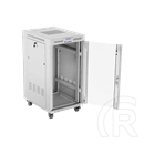 Lanberg szabadon álló rackszekrény (19", 22U, 600x800 mm, edzett üveg ajtó, lapraszerelt, LCD kijelző, szürke)