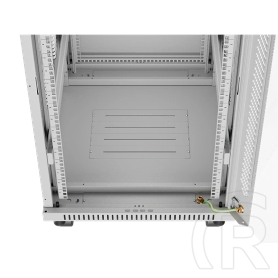 Lanberg szabadon álló rackszekrény (19", 22U, 600x800 mm, edzett üveg ajtó, lapraszerelt, LCD kijelző, szürke)