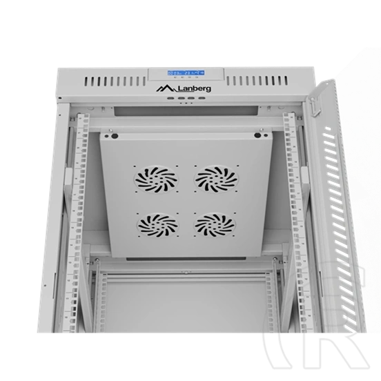 Lanberg szabadon álló rackszekrény (19", 22U, 600x800 mm, edzett üveg ajtó, lapraszerelt, LCD kijelző, szürke)