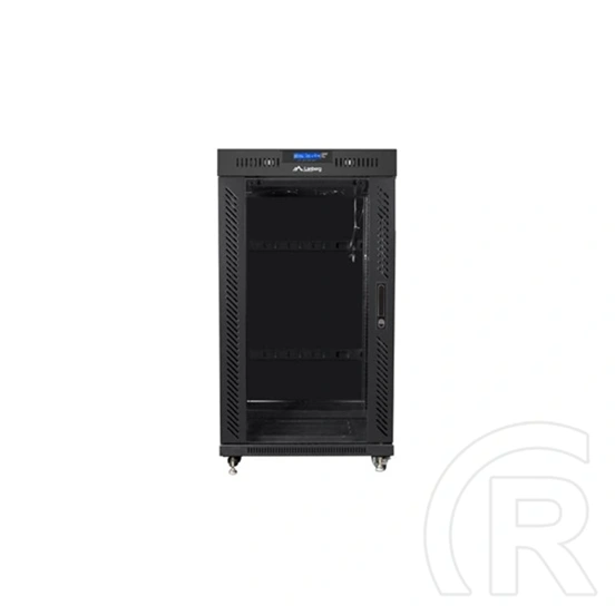 Lanberg szabadon álló rackszekrény (19", 22U, 800x1000 mm, edzett üveg ajtó, lapraszerelt, LCD, fekete)