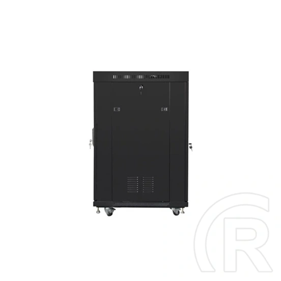 Lanberg szabadon álló rackszekrény (19", 22U, 800x800 mm, perforált ajtó, lapraszerelt, LCD kijelző, fekete)