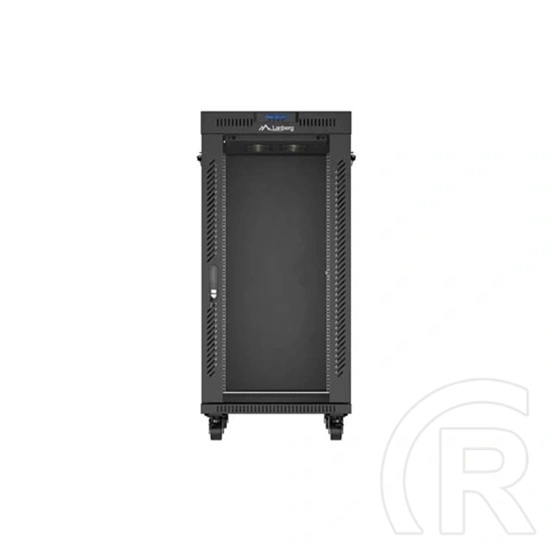 Lanberg szabadon álló rackszekrény (19", 24U, 600x800 mm, üvegajtó, lapraszerelt, LCD, fekete)