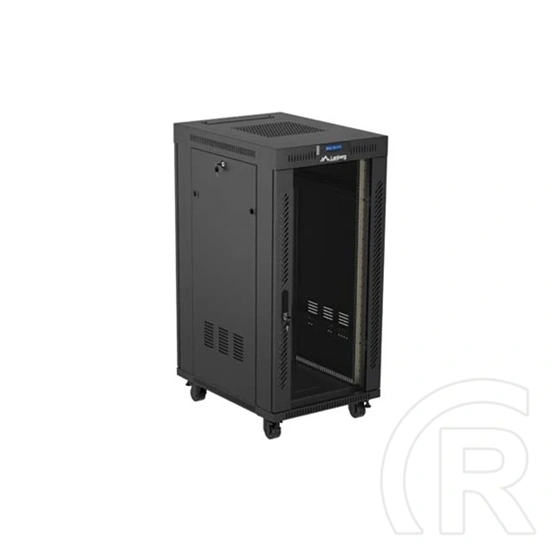Lanberg szabadon álló rackszekrény (19", 24U, 600x800 mm, üvegajtó, lapraszerelt, LCD, fekete)