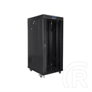 Lanberg szabadon álló rackszekrény (19", 27U, 600x800 mm, üvegajtó, lapraszerelt, LCD kijelző, fekete)