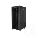Lanberg szabadon álló rackszekrény (19", 27U, 600x800 mm, üvegajtó, lapraszerelt, LCD kijelző, fekete)