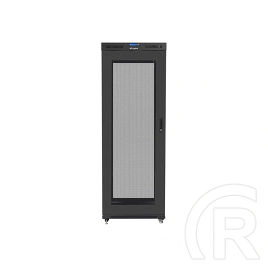 Lanberg szabadon álló rackszekrény (19", 27U, 800x1000 mm, perforált ajtó, lapraszerelt, LCD kijelző, fekete)
