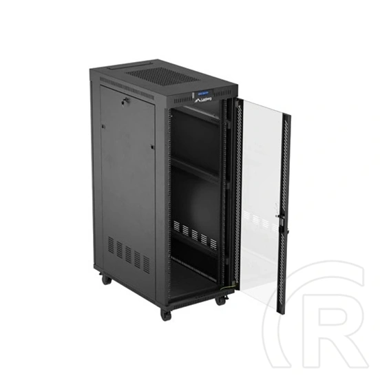 Lanberg szabadon álló rackszekrény (19", 32U, 600x1000 mm, üvegajtó, lapraszerelt, LCD, fekete)