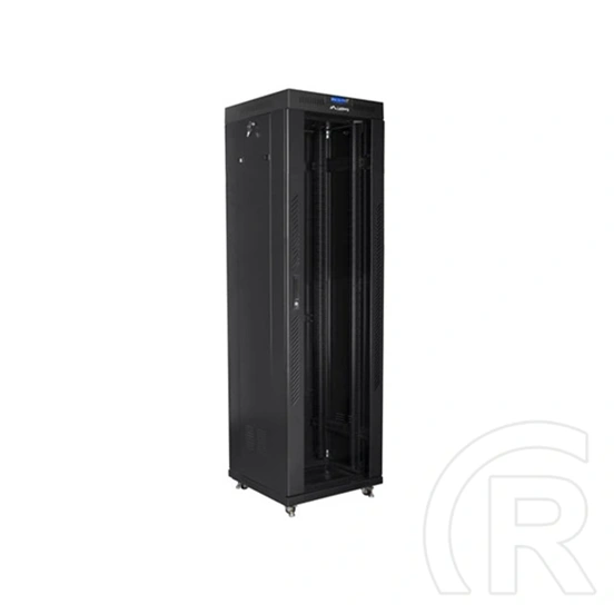 Lanberg szabadon álló rackszekrény (19", 42U, 600x600 mm, 520 mm mély, üvegajtó, lapraszerelt, LCD kijelző, fekete)