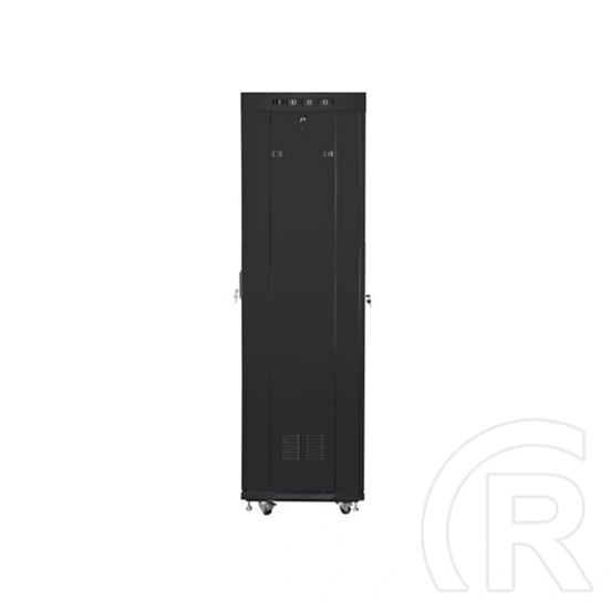 Lanberg szabadon álló rackszekrény (19", 42U, 600x600 mm, 520 mm mély, üvegajtó, lapraszerelt, LCD kijelző, fekete)