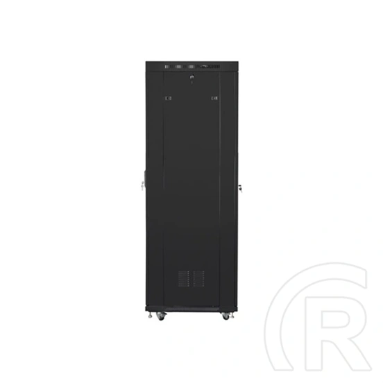 Lanberg szabadon álló rackszekrény (19", 42U, 600x800 mm, üvegajtó, lapraszerelt, LCD kijelző, fekete)