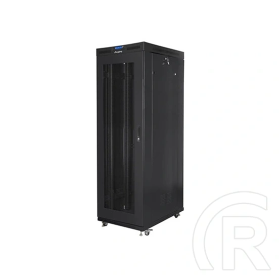 Lanberg szabadon álló rackszekrény (19", 42U, 800x1000 mm, perforált ajtó, lapraszerelt, LCD kijelző, fekete)