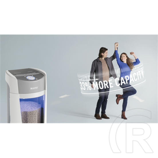 Leitz IQ OptiMax Office iratmegsemmisítő (35 l, 10 lap/80 g/m2, P-5, mikrokonfetti, 120 perc működés, fehér)