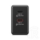 Lenovo Dual USB-C 65W GaN hálózati adapter (fekete, EU, 2x USB-C: 45W+18W, 1,5 m kábel)