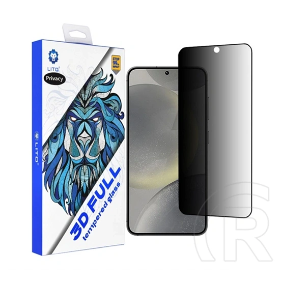 Lito Samsung S25  3d full cover privacy képernyővédő üveg (3d, full cover, betekintés védelem, 0.33mm, 9h) fekete