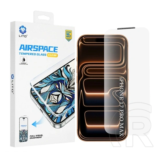 Lito iPhone 18 Pro Max  airspace border képernyővédő üveg (3d, full cover, 0.4mm, 9h) átlátszó