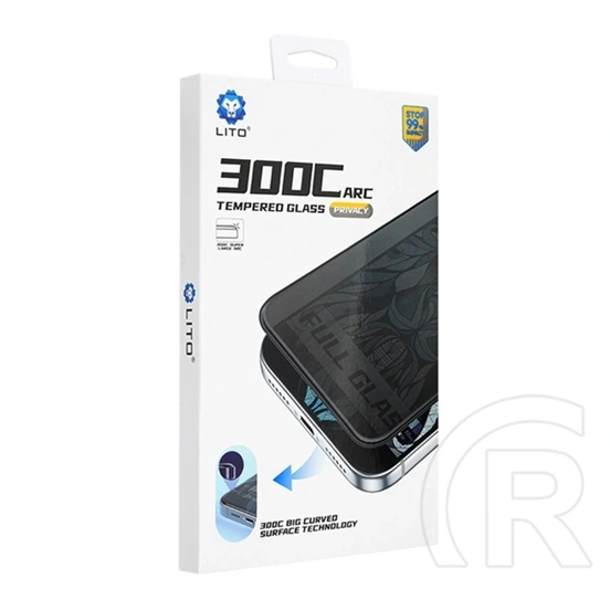 Lito iPhone 18 Pro Max  d+ max privacy 300c képernyővédő üveg (3d, full cover, betekintés védelem, 0.5mm, 9h) fekete