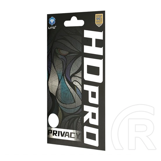 Lito iPhone 18 Pro  hd pro privacy képernyővédő üveg (2.5d, tokbarát, betekintés védelem, 0.33mm, 9h) fekete