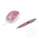 LogiLink ID0124 Rhinestone Stylus Pen Set optikai egér + érintőtoll (USB, rózsaszín)