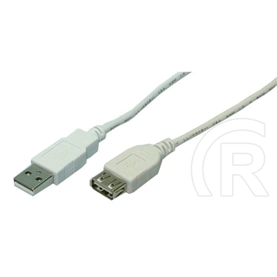LogiLink USB-A 2.0 hosszabbító kábel (M/F, 3 m, szürke)