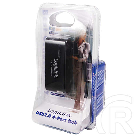 LogiLink USB 2.0 HUB (4 portos, aktív, fekete)