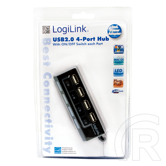 LogiLink USB 2.0 HUB (4 portos, ki/be kapcsolható)