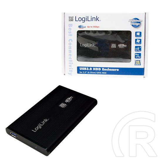 LogiLink külső ház Alu (2,5", SATA, USB 3.0, fekete)