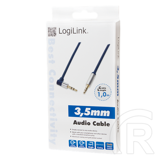 Logilink 3,5 mm jack kábel (3 pin, kék, 1 m, 90°)