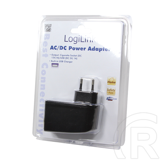 Logilink hálózati szivargyújtó töltő (1xUSB, 12 V / 1 A, fekete)