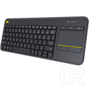 Logitech Cordless K400 Plus Touch (UK, USB, fekete)