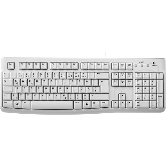 Logitech K120 billentyűzet (DE, USB, fehér)