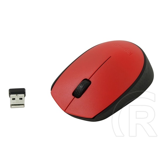 Logitech M171 cordless optikai egér (USB, piros-fekete)