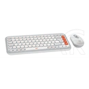Logitech Pop Icon vezeték nélküli billentyűzet + egér Lilac/Off (US, fehér)