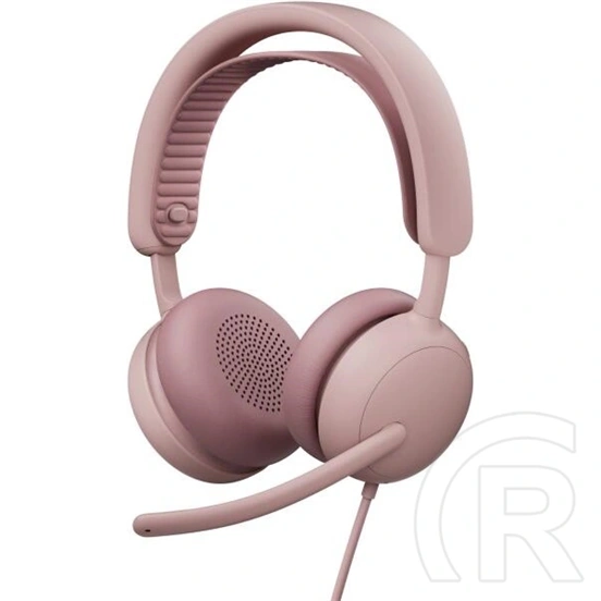 Logitech Zone Wired 2 mikrofonos fejhallgató (USB-C/USB-A, 1,9 m kábel, 40 mm driver, sztereó, rózsaszín)