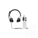 Logitech Zone Wired USB mikrofonos fejhallgató (vezetékes, hívás/zene, 1,9 m kábel, grafit)