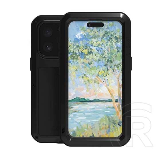 Love Mei Apple iPhone 16 Pro Max powerful defender védő (fém keret, erős ütésálló, porálló + képernyővédő üveg) fekete