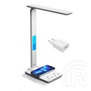MEDIA-TECH LEDITOU asztali lámpa (4W LED, 3000-6500K, 750 lux, beépített QI 5-15W töltő, ébresztőóra, C/F hőmérő, fehér)