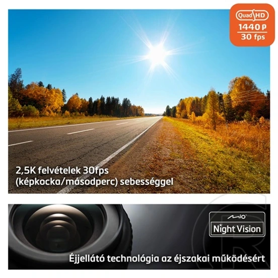 MIO MiVue E60 hátsó menetrögzítő kamera (2.5K 1440P, Sony STARVIS CMOS, SuperMP4, mozgásérzékelés, 8 m kábel, fekete)