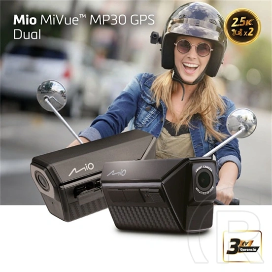 MIO MiVue MP30 motoros menetrögzítő kamera (2560x1440@30fps, H.264, GPS, G-szenzor, vízálló, USB-C, fekete)