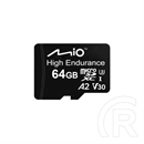 MIO memóriakártya 64 GB (microSDXC High Endurance, U3, V30, A2, menetrögzítő kamerákhoz, strapabíró)