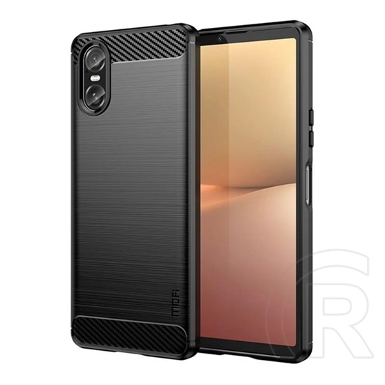 MOFI Sony Xperia 10 VI mofi szilikon telefonvédő (ütésállóság, légpárnás sarok, szálcsiszolt, karbon minta) fekete